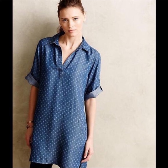 Cloth & Stone Diamond Dot chambray shirt dress S - Picture 8 of 8